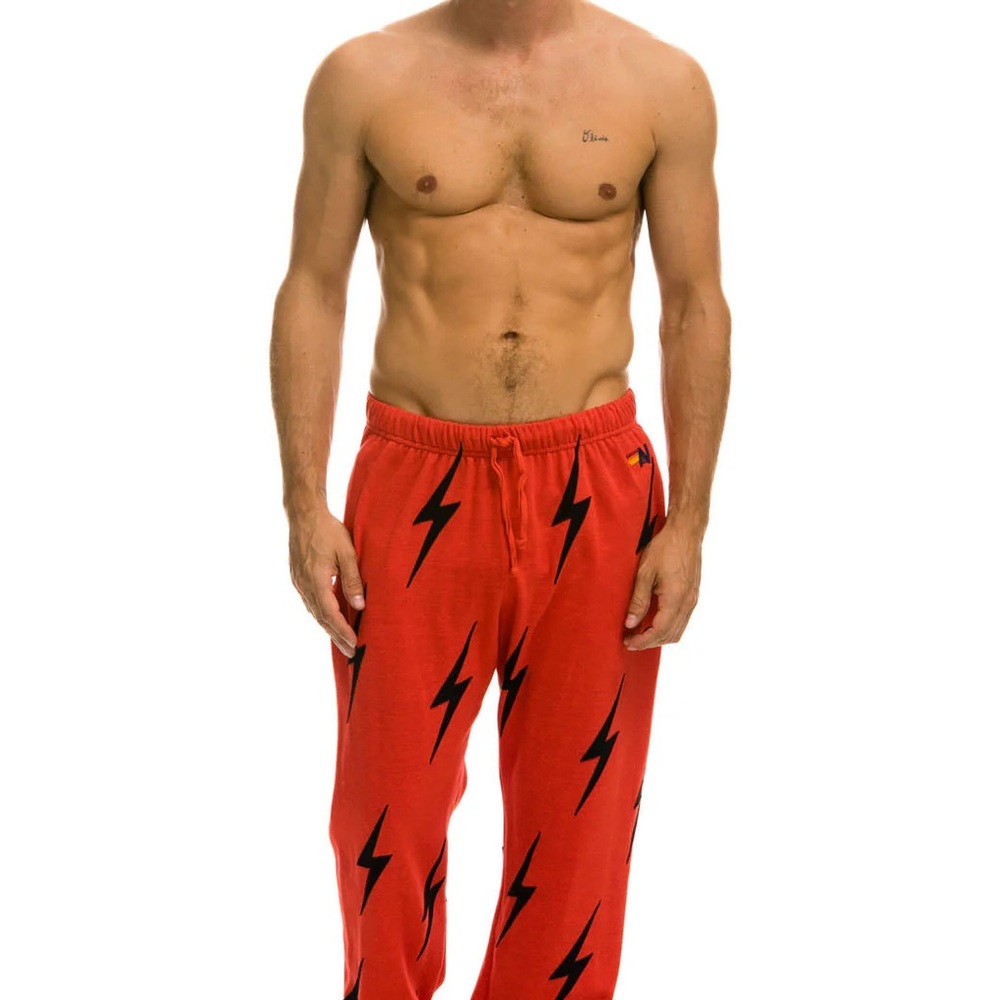Aviator Nation BOLT STITCH REPEAT SWEATPANTS - RED // BLACK